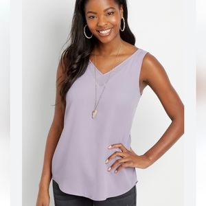 Maurices | NWT Lavender Sheer Inset V Neck Tank Top